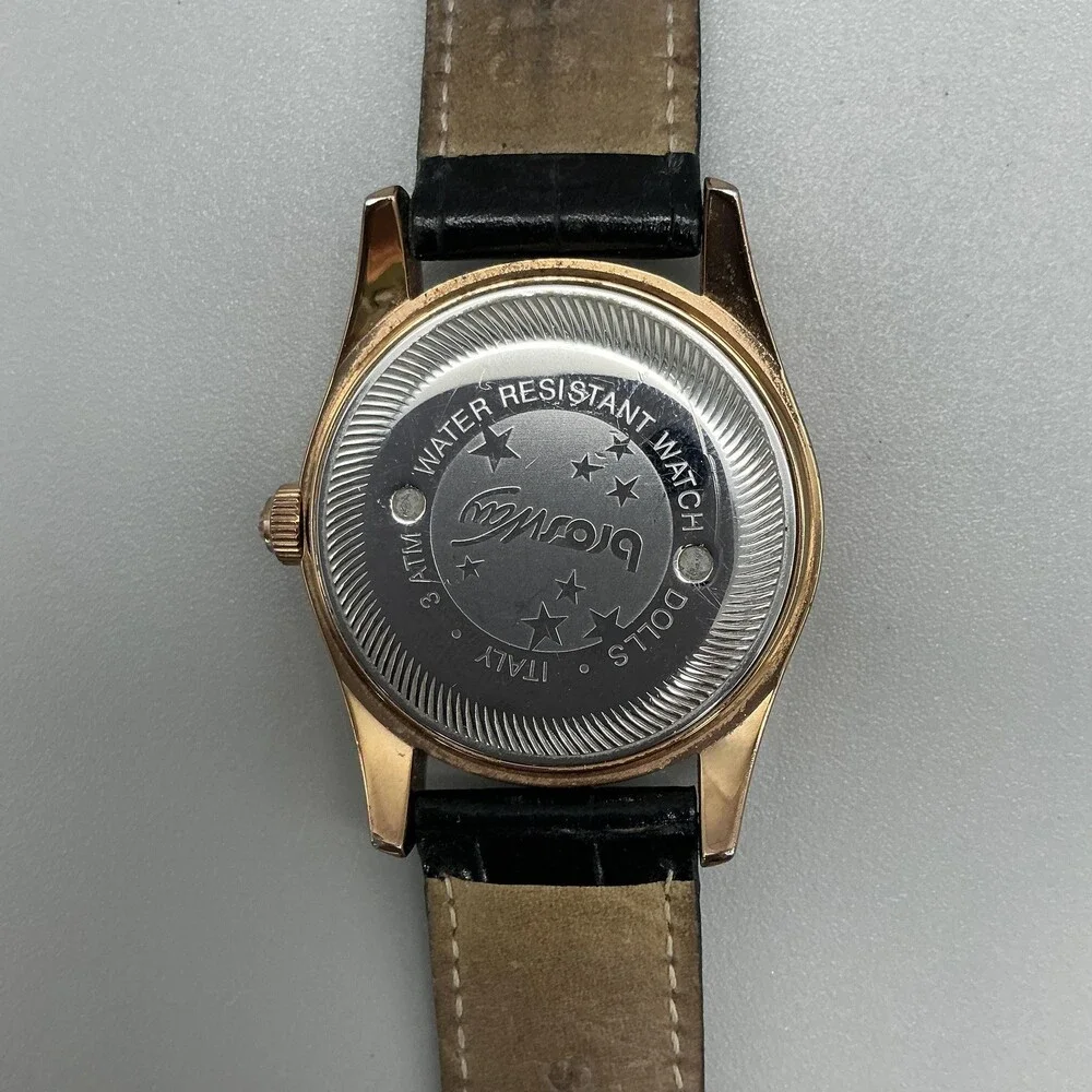 Brosway Dolls Womens Watch 37mm Black Dial Rose Gold Tone Crystal New Battery